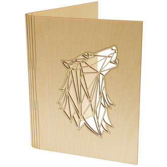 Holzordner, Wolf gelasert, Schnellhefter aus Holz, DIN A4 Holzordner, Wolf gelasert, Schnellhefter aus Holz, DIN A4