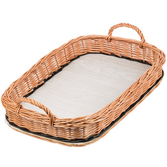 Korbtablett aus Weide mit Henkel 49 x 35 cm Korbtablett aus Weide mit Henkel 49 x 35 cm