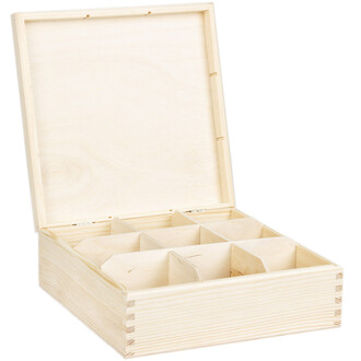 Kiste mit 9 Unterteilungen 22,5 x 22,5 x 8 cm Kiste mit 9 Unterteilungen 22,5 x 22,5 x 8 cm