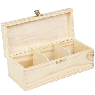 Naturholz Kiste 3 Fächer mit Maserung 22,5 x 9,5 x 8 cm... Naturholz Kiste 3 Fächer mit Maserung 22,5 x 9,5 x 8 cm...
