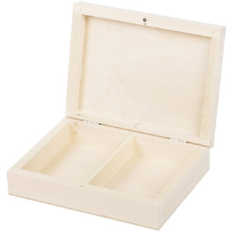 Klappkiste Holz 16 x 12 x 4 cm mit Unterteilung Holzbox... Klappkiste Holz 16 x 12 x 4 cm mit Unterteilung Holzbox...